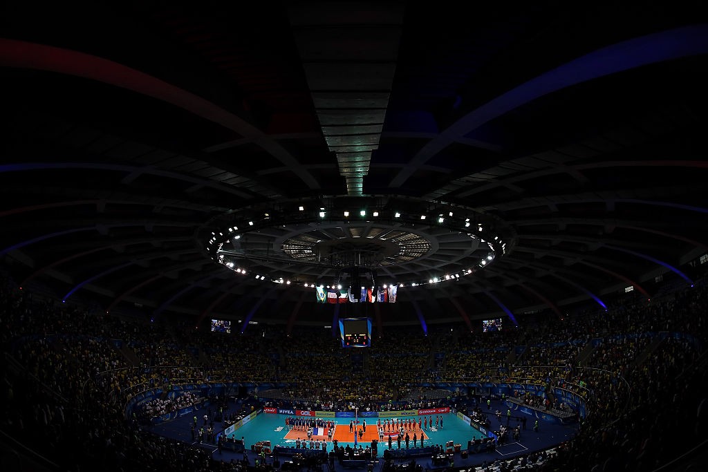 RIO DE JANEIRO, BRAZIL - JULY 19: A general view of the arena during the FIVB World League Group 1 Finals gold medal match between Serbia and France at Maracanazinho on July 19, 2015 in Rio de Janeiro, Brazil. Maracanazinho will host the volleyball competition during the Rio 2016 Olympic Games. (Photo by Matthew Stockman/Getty Images)