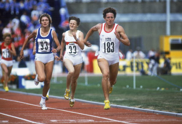 LONDON - AUGUST 21 : Jarmila Kratochvilova #183 of Czechoslovakia heads towards the finishing line in the 800 metres during the 1983 Europa Cup Final at the Crystal Palace National Sports Centre on August 21, 1983 in London, England. (Photo by Trevor Jones /Getty Images)